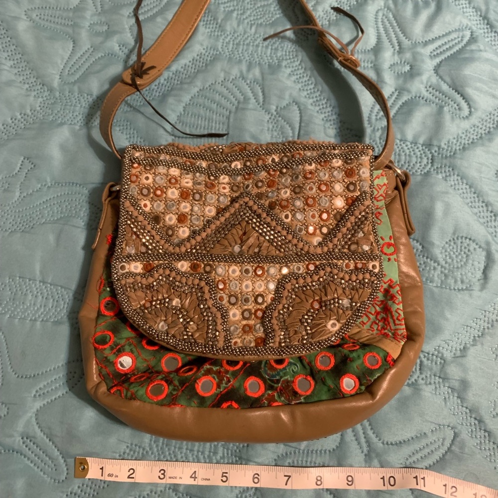 Free People Leather Jeweled Bag